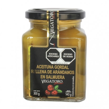 ACEITUNAS GORDAL RELLENAS D/ARANDANO VEGATORO PZ 300 g