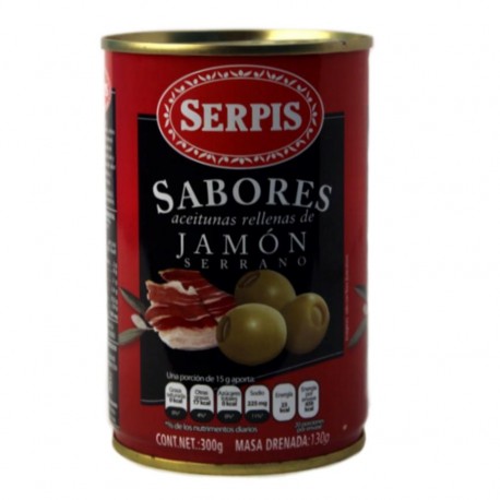 ACEITUNAS RELLENAS CON JAMON IBERICO SERPIS LATA 300 g