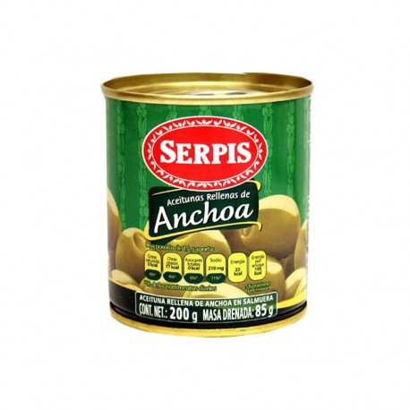 ACEITUNAS RELLENAS DE ANCHOAS SERPIS LATA 200 g