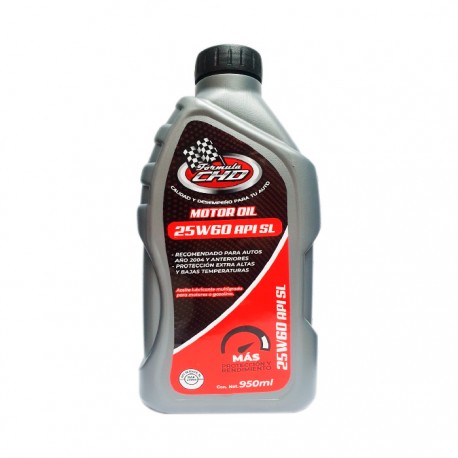 ACEITE MULTIGRADO 25W60 API SI CHD PZ 950 ml