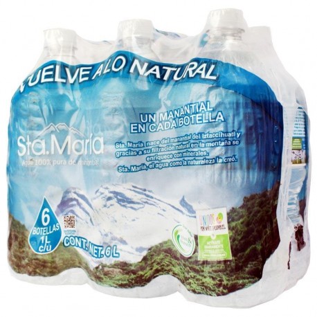 AGUA PURA DE MANANTIAL STA. MARIA SIX PACK 1 L